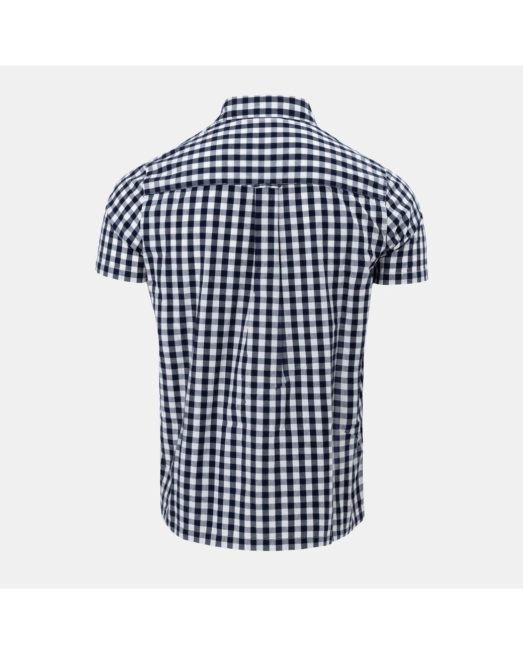 Lee Cooper Blue Gingham Check Short Sleeve Shirt for men