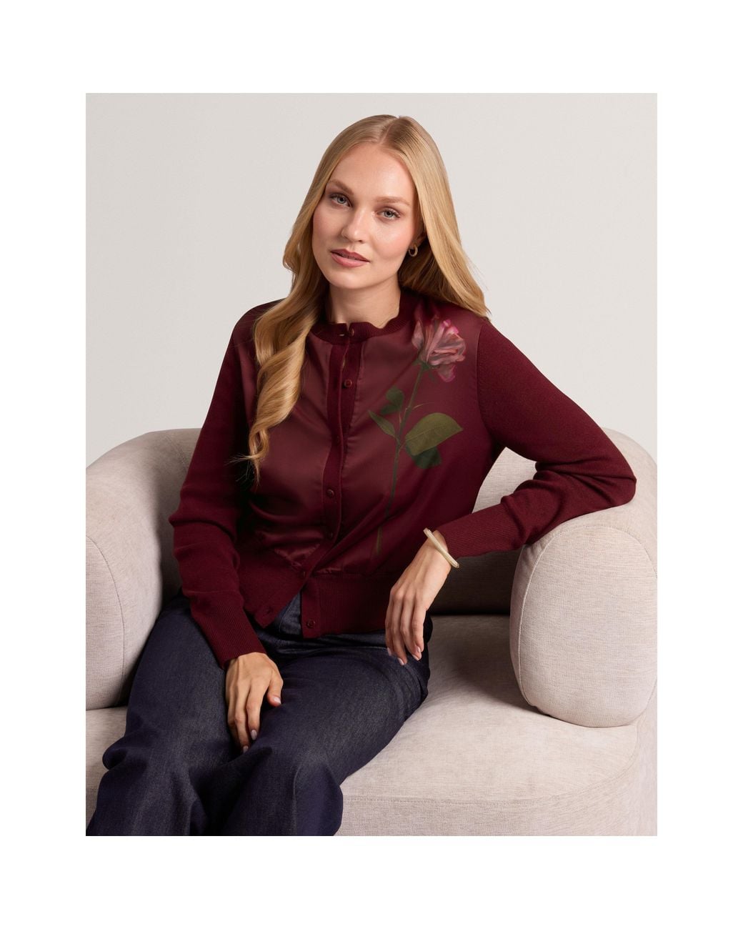Ted Baker Red Ted Floral Cardigan Ld64