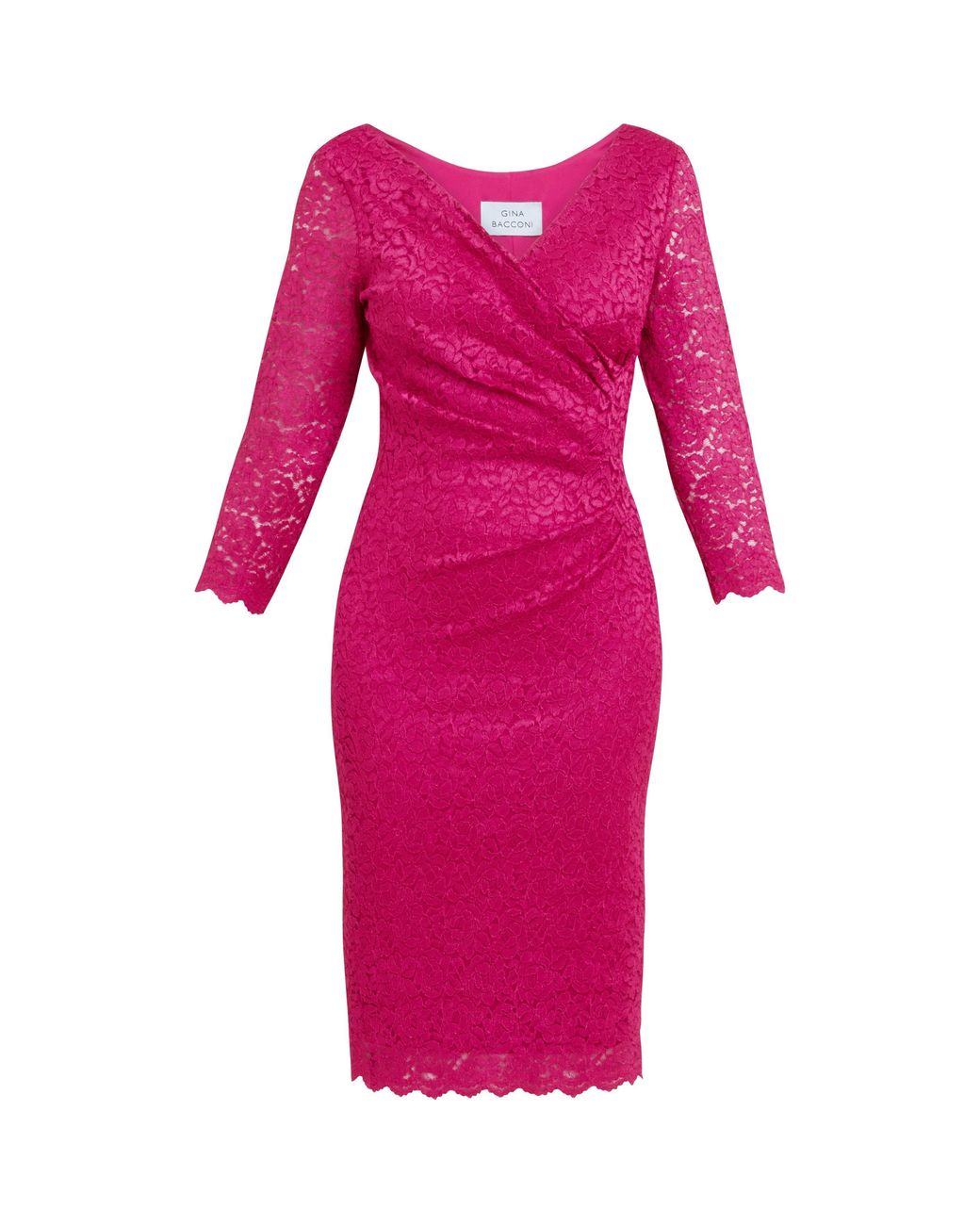 Gina Bacconi Pink Melody Lace Party Wrap Dress