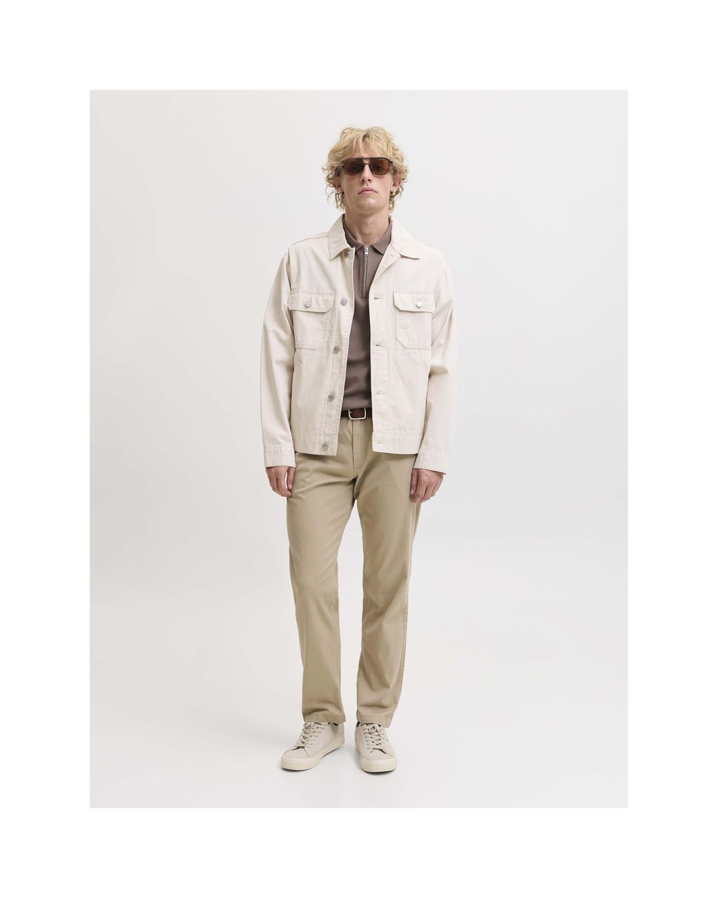 Jack & Jones Natural Kane Dave Cotton Relaxed-Fit Chinos for men