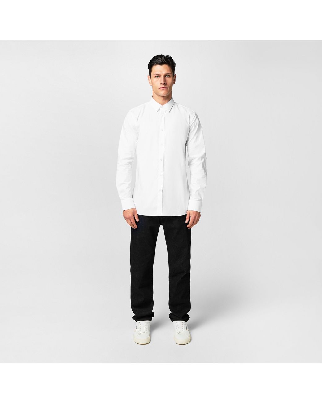 HUGO White Elisha Long Sleeve Plain Shirt for men