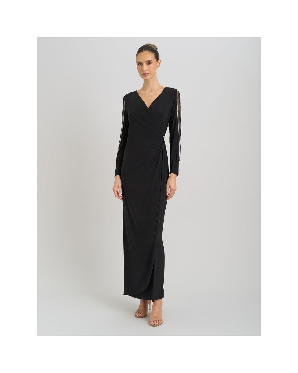 Gina Bacconi Black Stefanie Long Sleeve Maxi Dress