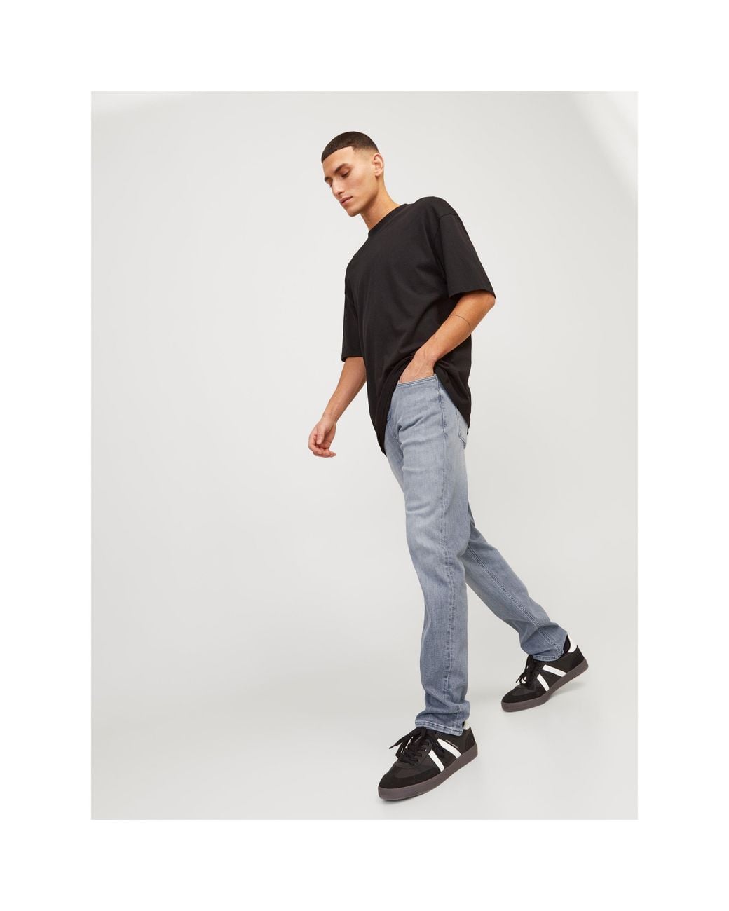 Jack & Jones Gray Clark Evan Straight Leg Jeans for men
