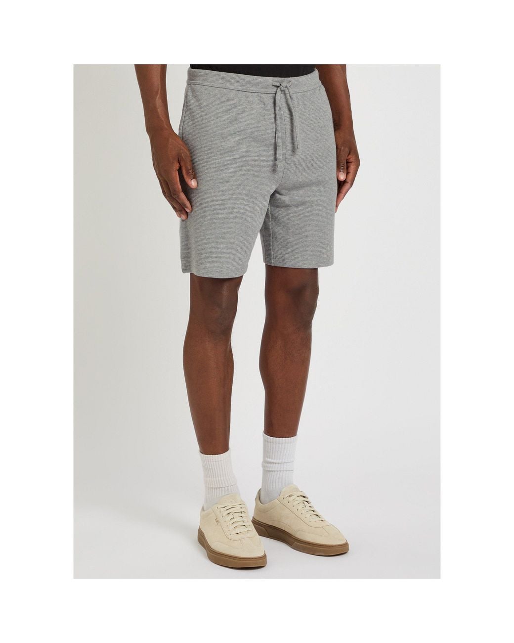 HUGO Gray Waffle Cotton Pyjama Shorts for men
