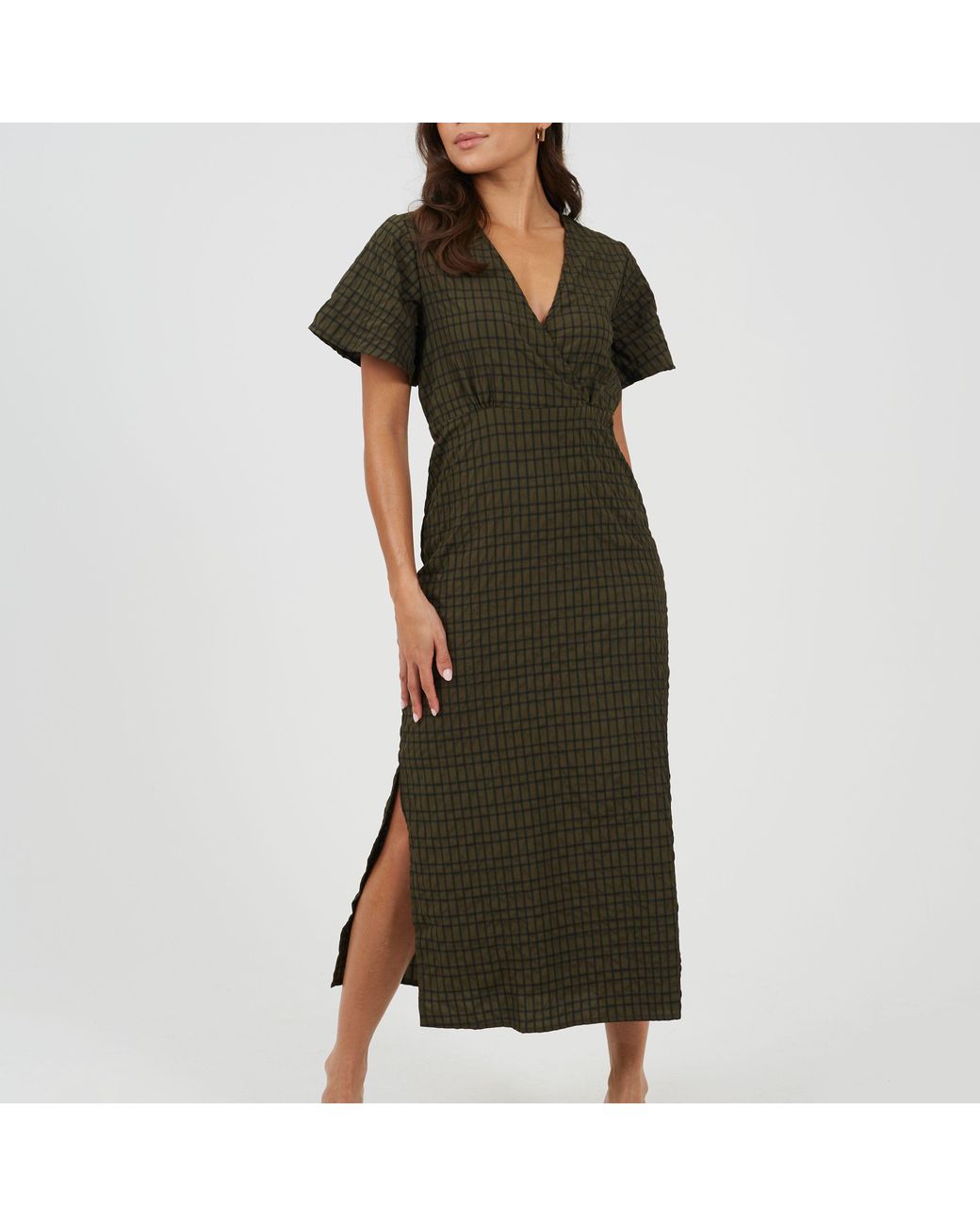 Brave Soul Green Tie Back Midi A Line Dress