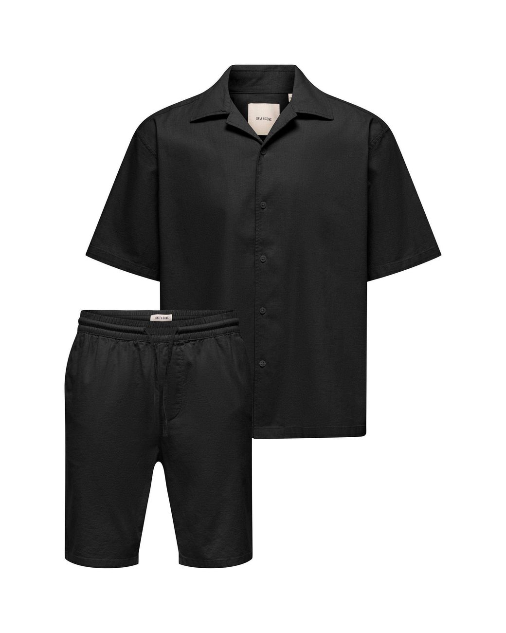 Only & Sons Black Resort Shirt And Shorts Set