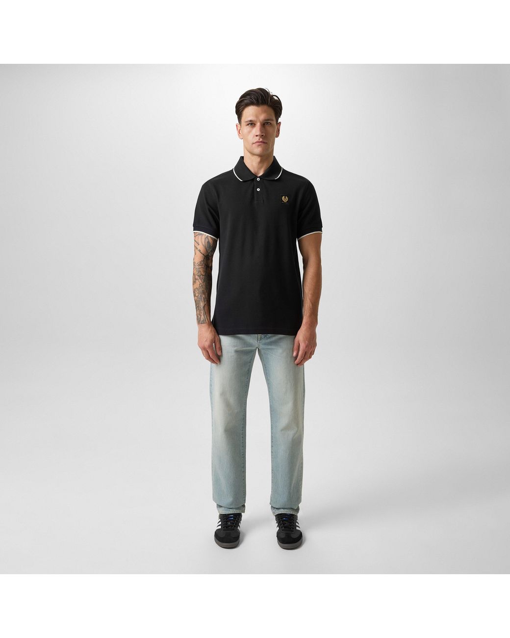 Belstaff Black Tipped Polo Shirt for men