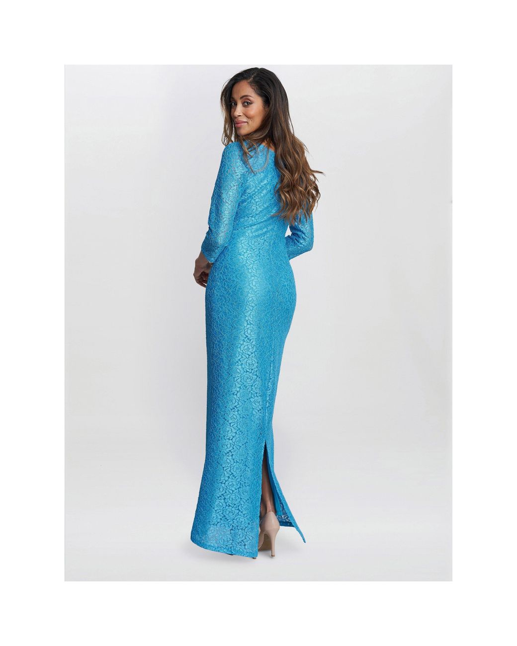 Gina Bacconi Blue Fearne Lace Wrap Maxi Dress