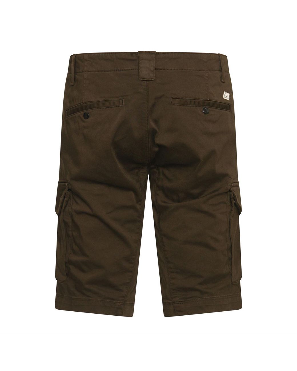 C P Company Green Sateen Stretch Cargo Shorts for men