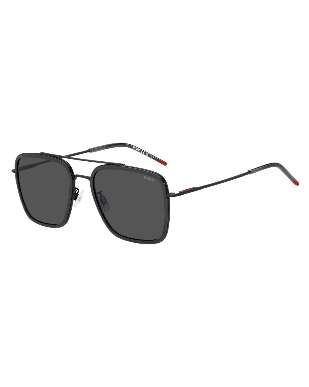 HUGO Black Square Aviator Sunglasses for men