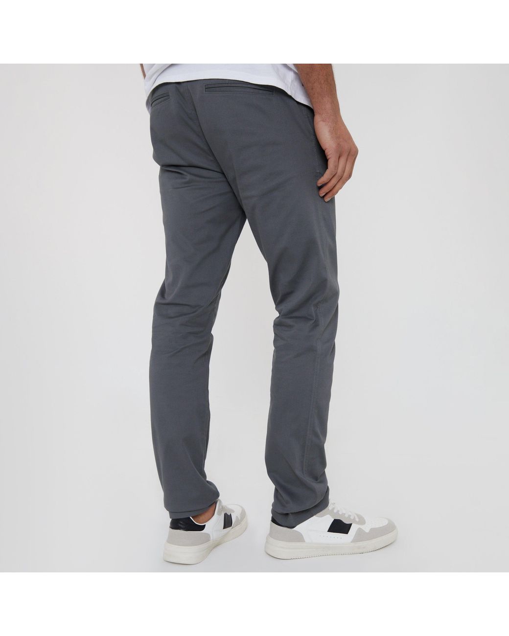 Threadbare Blue Cotton Slim Fit Chino Trousers With Stretch for men