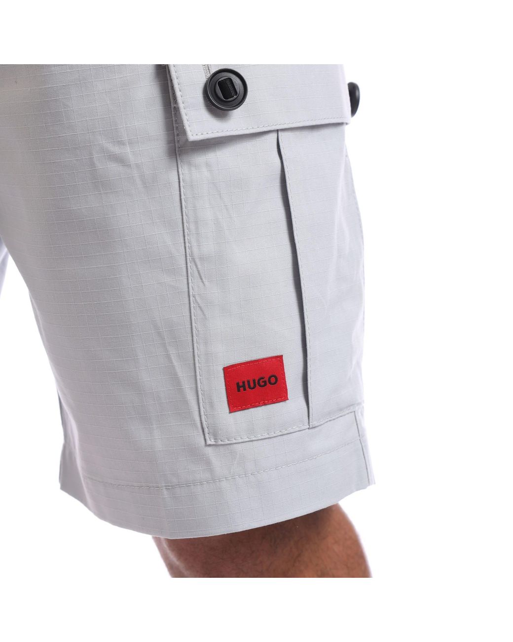 HUGO Gray Garlio242 Logo Label Shorts for men
