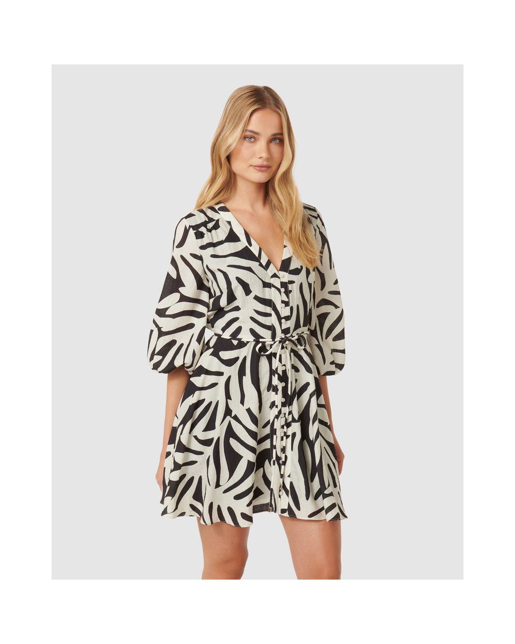 Forever New Black Alicia Rope Tie Mini Dress