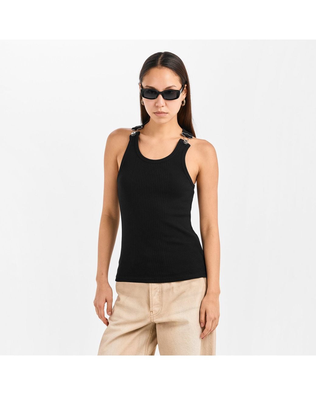 Jean Paul Gaultier Black Rib Tank Vest