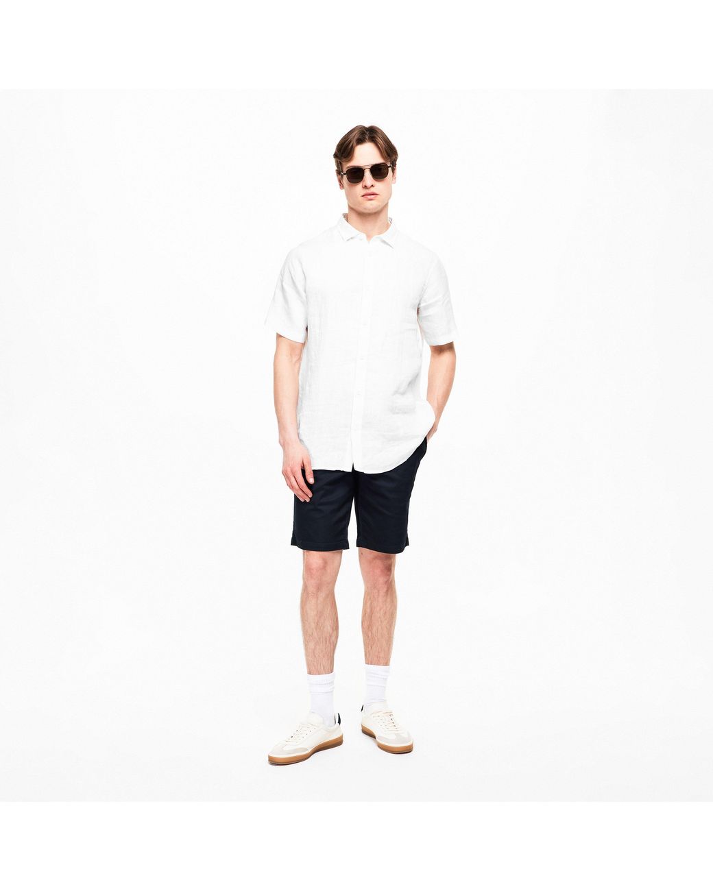 ARMANI EXCHANGE White Short Sleeve Oxford Shirt for men