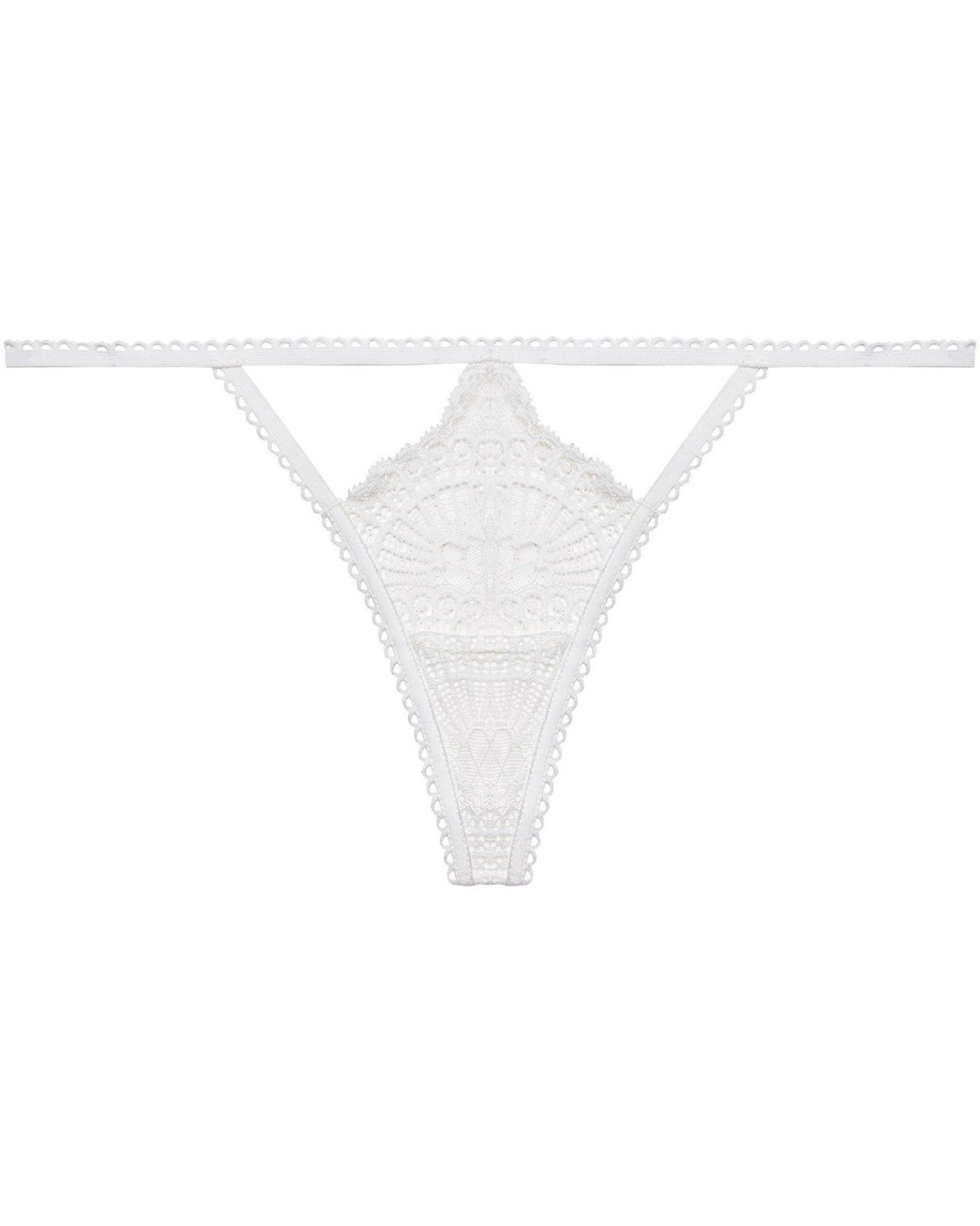Wolf & Whistle Brown Carmen Lace Thong With Picot Trim