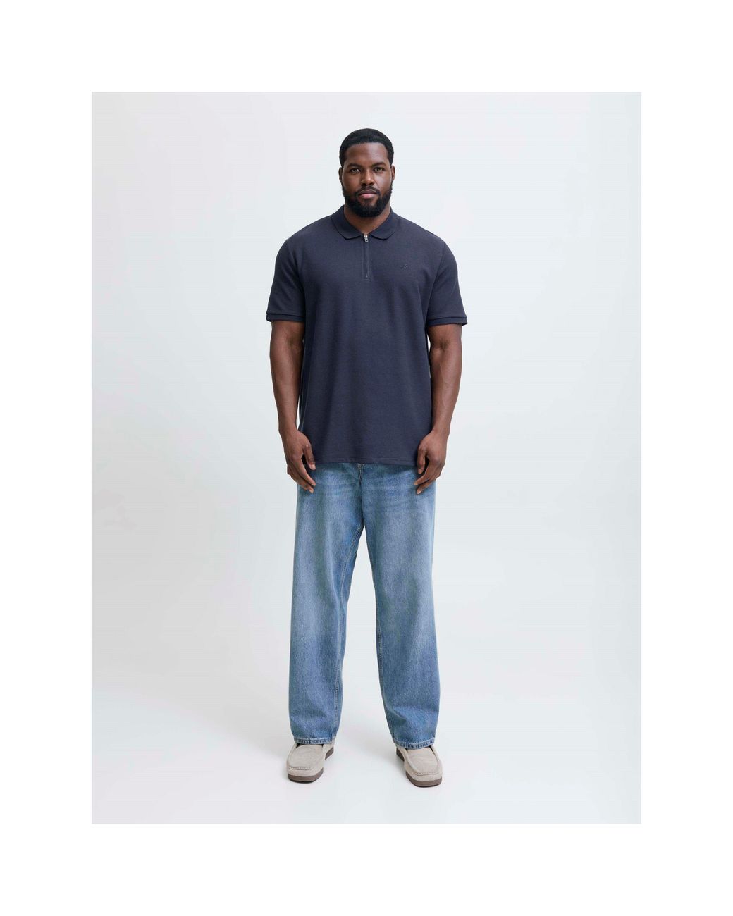 Jack & Jones Blue Austin Zip Polo Plus Size for men