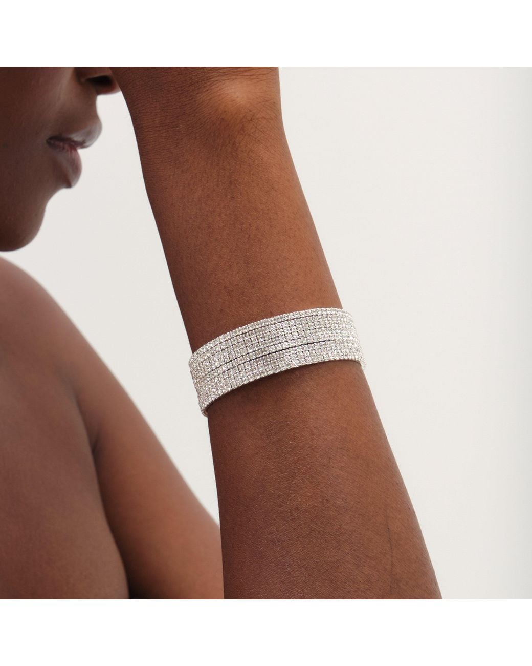 Mood White Crystal Cuff Bracelet