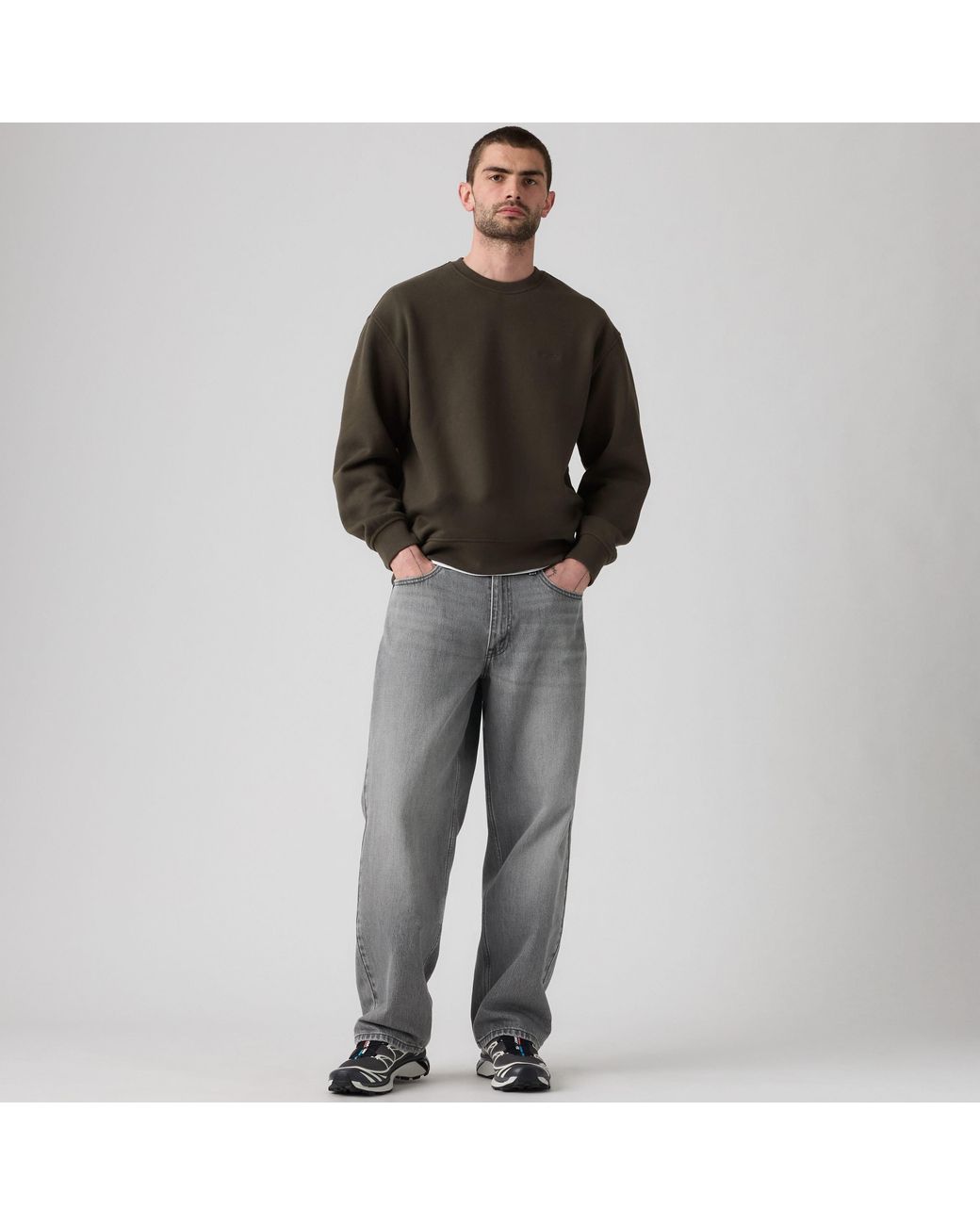 Levi's Gray Baggy Wide Leg Jeans for men