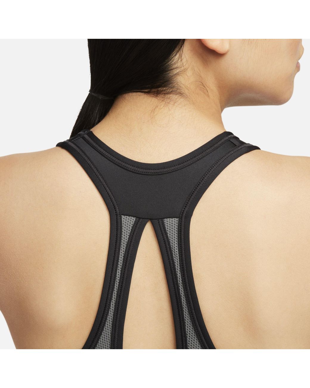 Nike Black Swoosh High Support Non-padded Adjustable Sports Bra