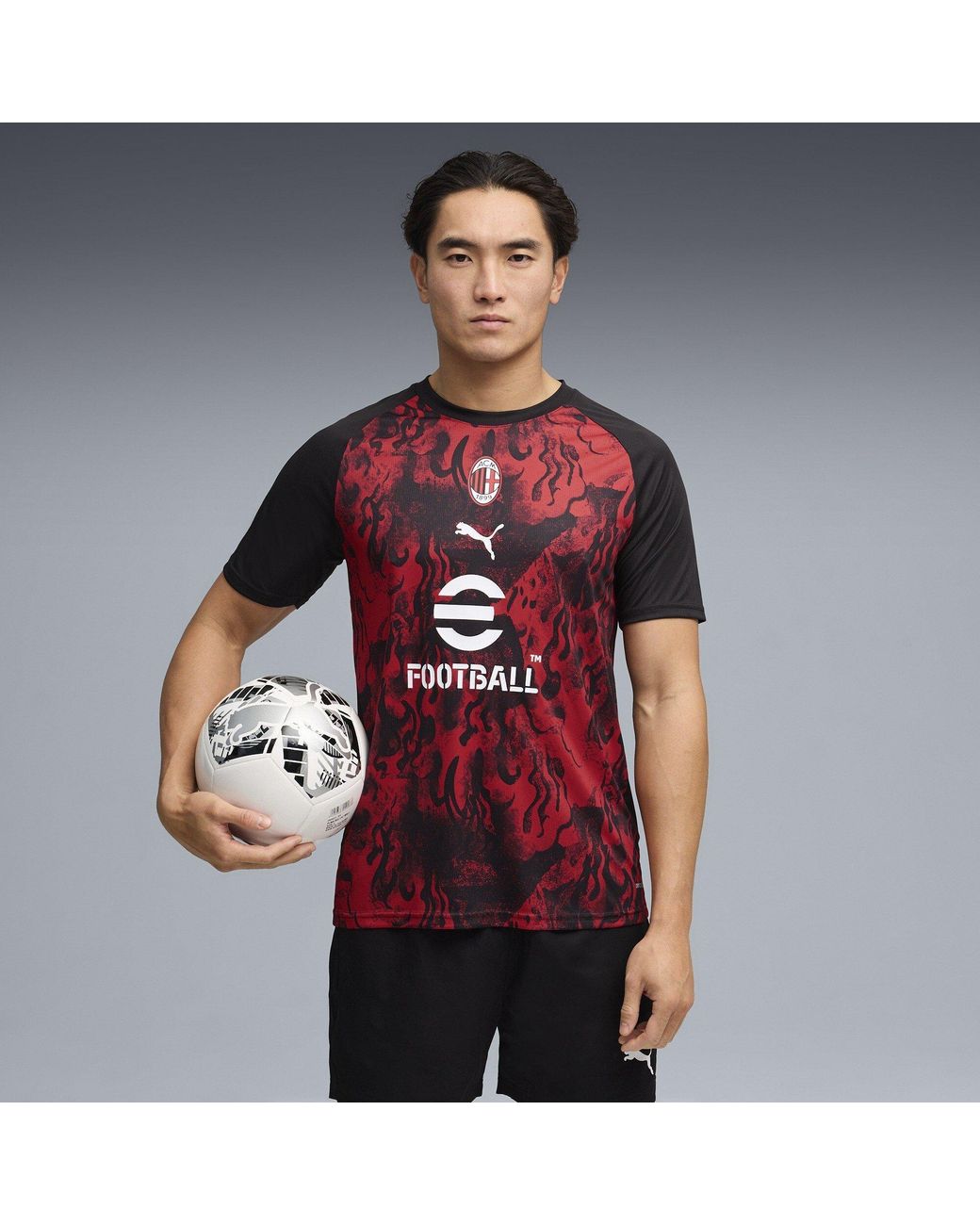 PUMA Red Ac Milan Short Sleeve T-Shirt 2025 2026 for men