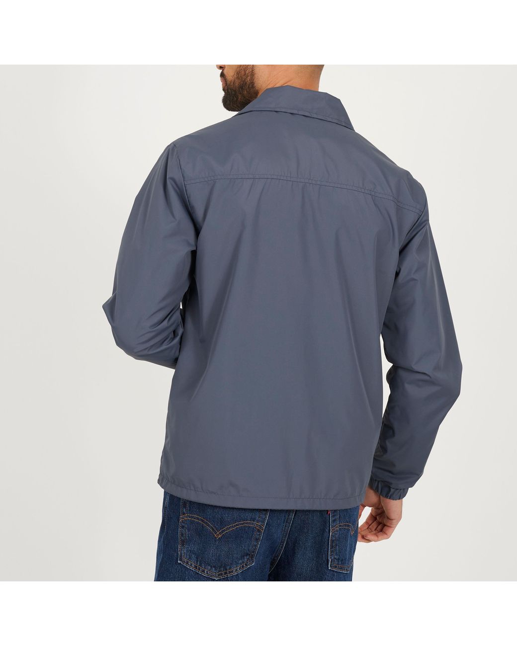 Brave Soul Blue Lightweight Coach Jacket With Drawcord Hem for men