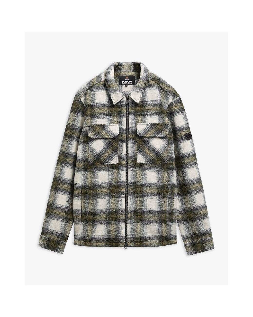 Barbour Gray Clayton Brushed Fleece Overshirt for men