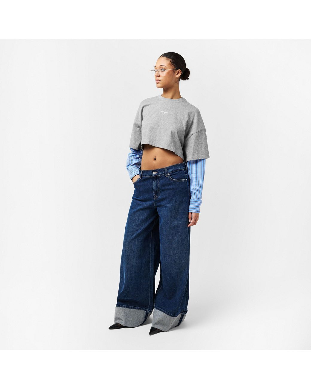 WRSTBHVR Blue Worst B Teela Long Sleeve Cropped Crop Top