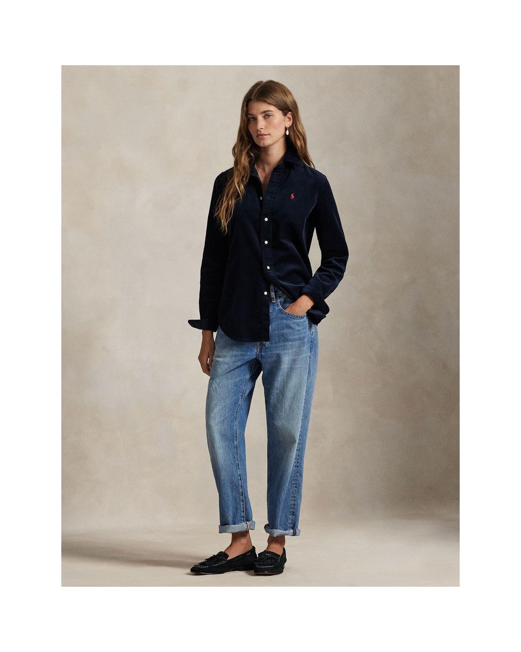 Polo Ralph Lauren Blue Cord Long-Sleeve Plain Shirt