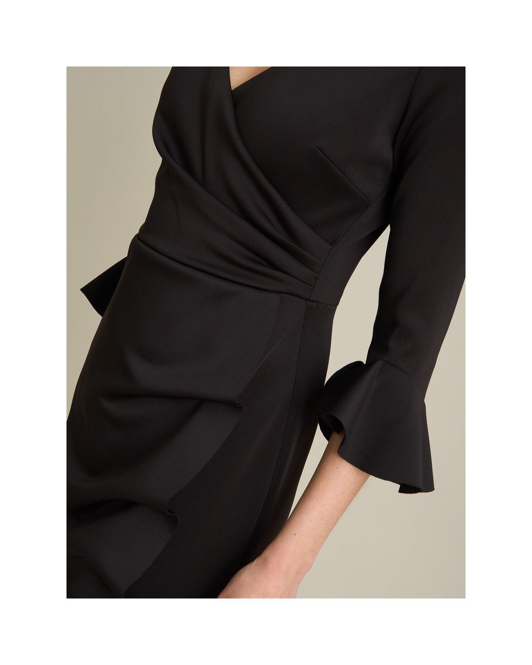 Gina Bacconi Black Uma Maxi Dress With Fluted Sleeves