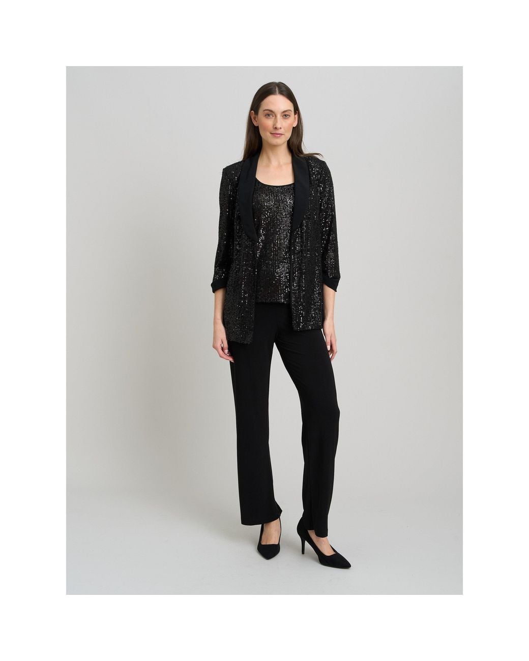Gina Bacconi Black Jette Sequin Three Piece Trouser Suit
