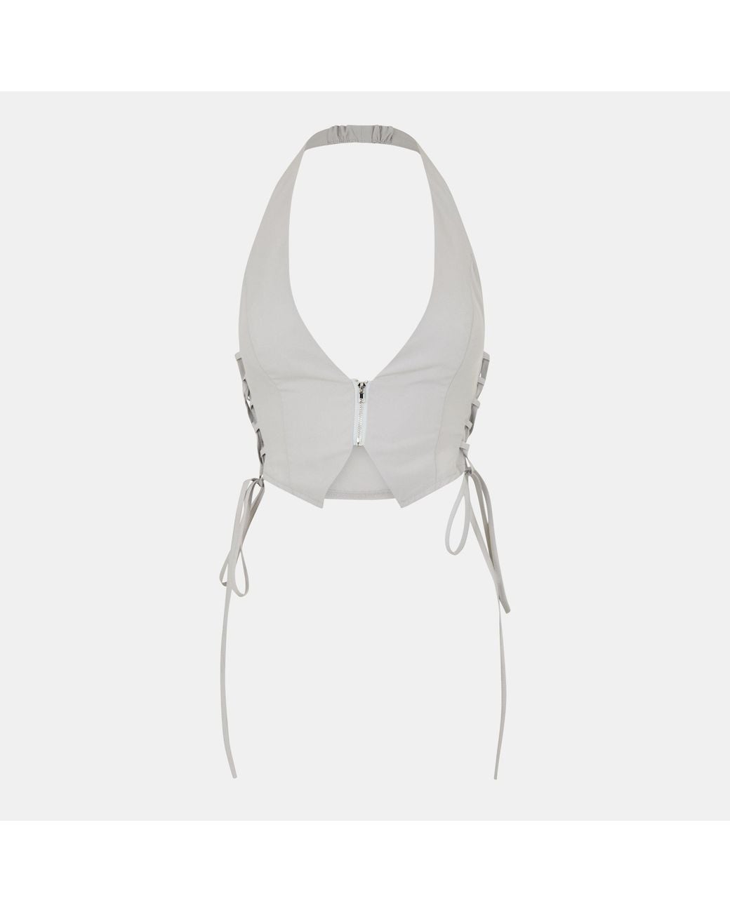 Missy Empire White Tie Up Halter Neck Waistcoat