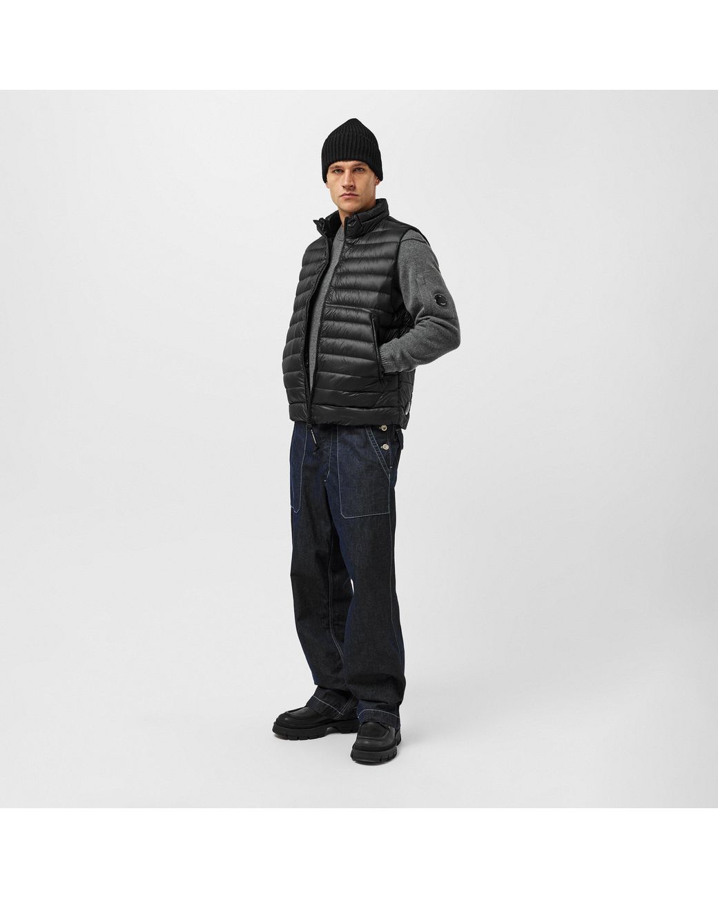 C P Company Black Weather-Resistant Sleeveless Gilet for men