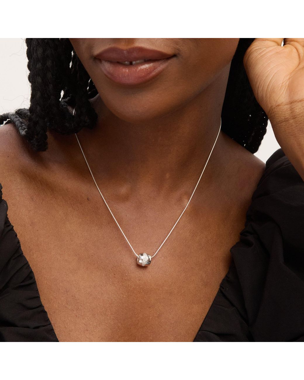 Simply Silver Metallic Sterling 925 Polished & Pave Charm Pendant