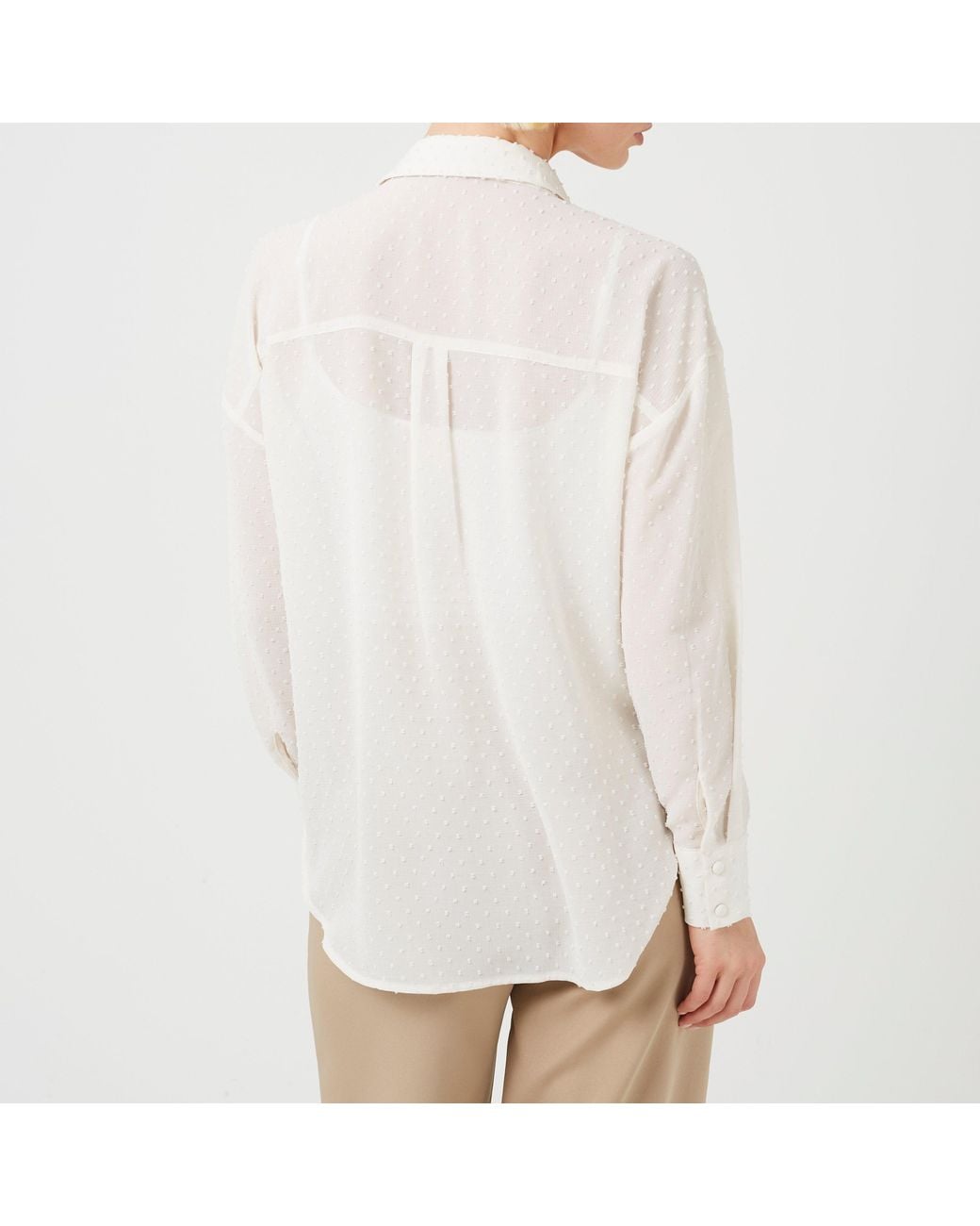 Brave Soul White Ladies Long Sleeve Spot Shirt