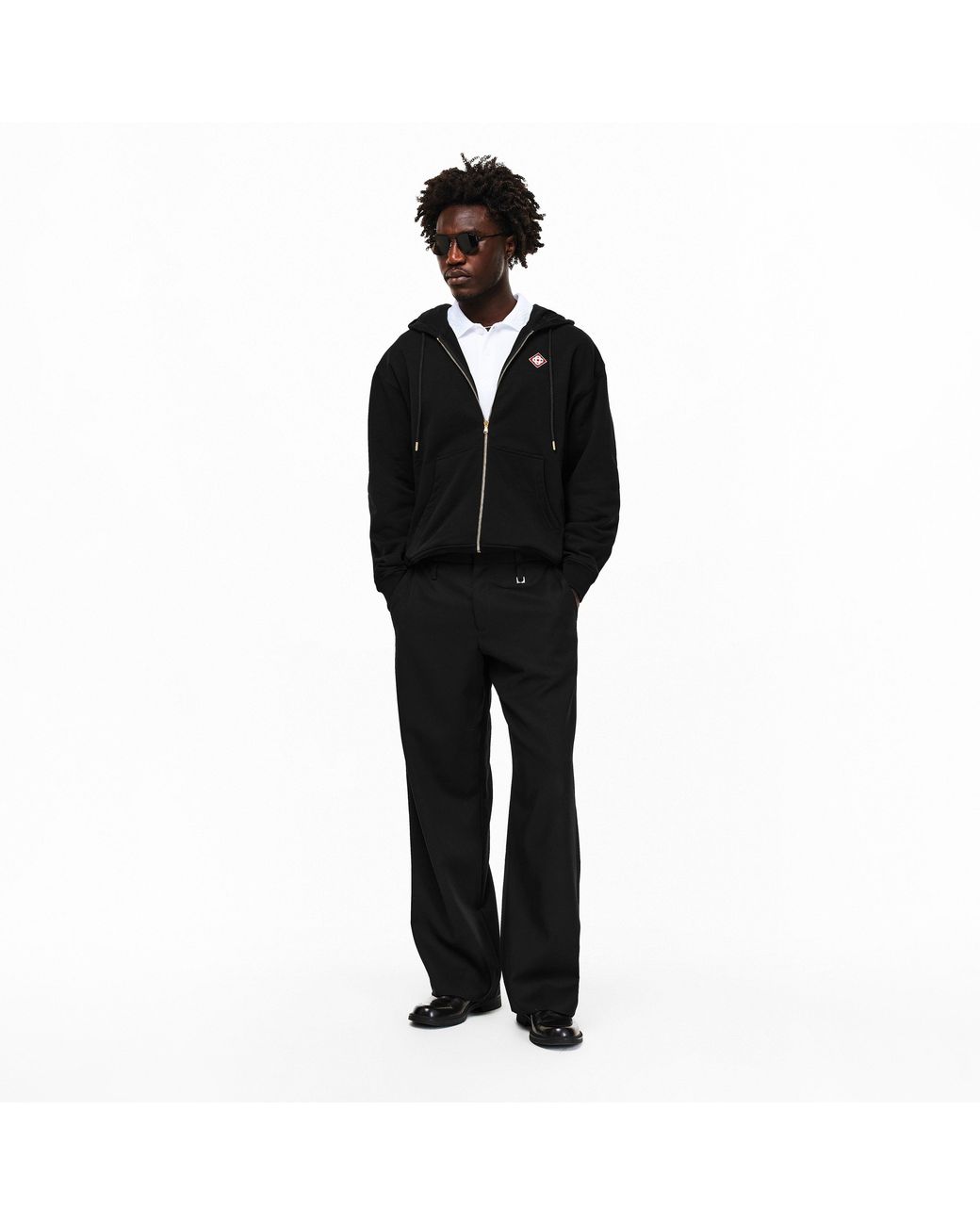 Casablanca Black Classic Logo Zip Hoodie for men