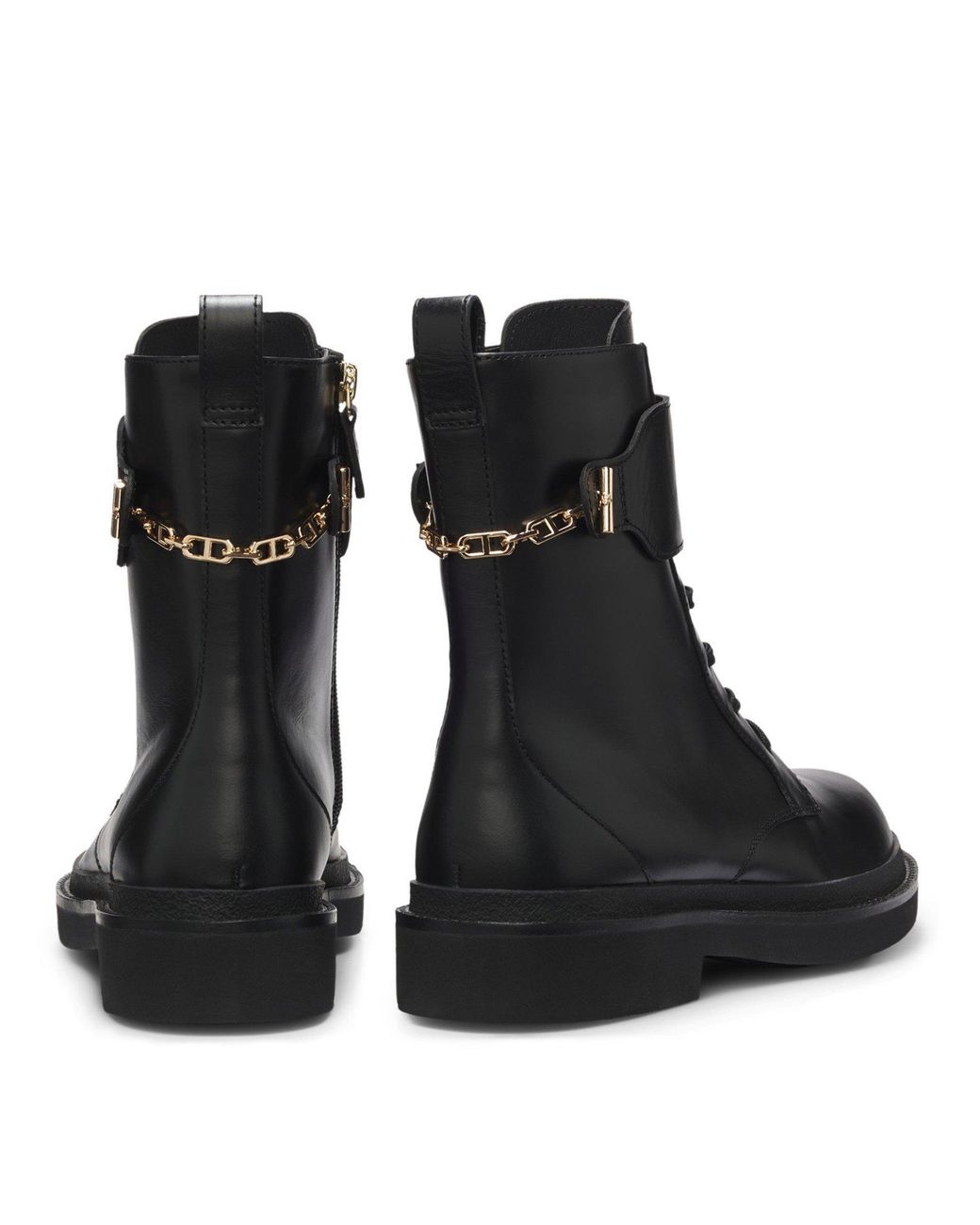 Boss Black Leather Ankle Boots With-Tonne Buckle Hardware (Eleri)