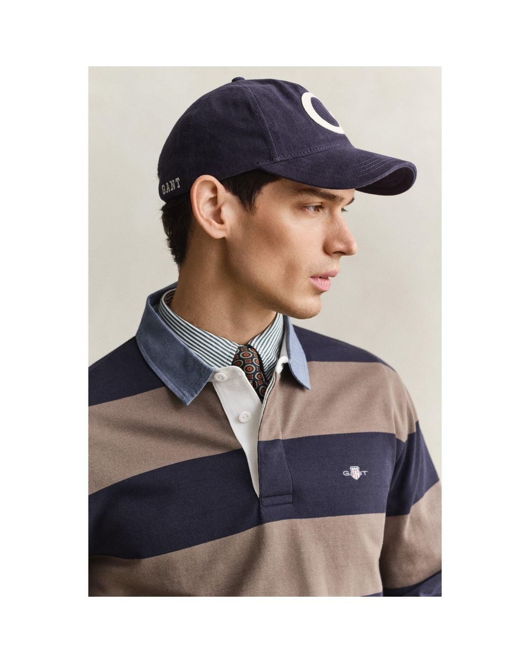 Gant Blue Striped Cotton Long-Sleeve Polo for men