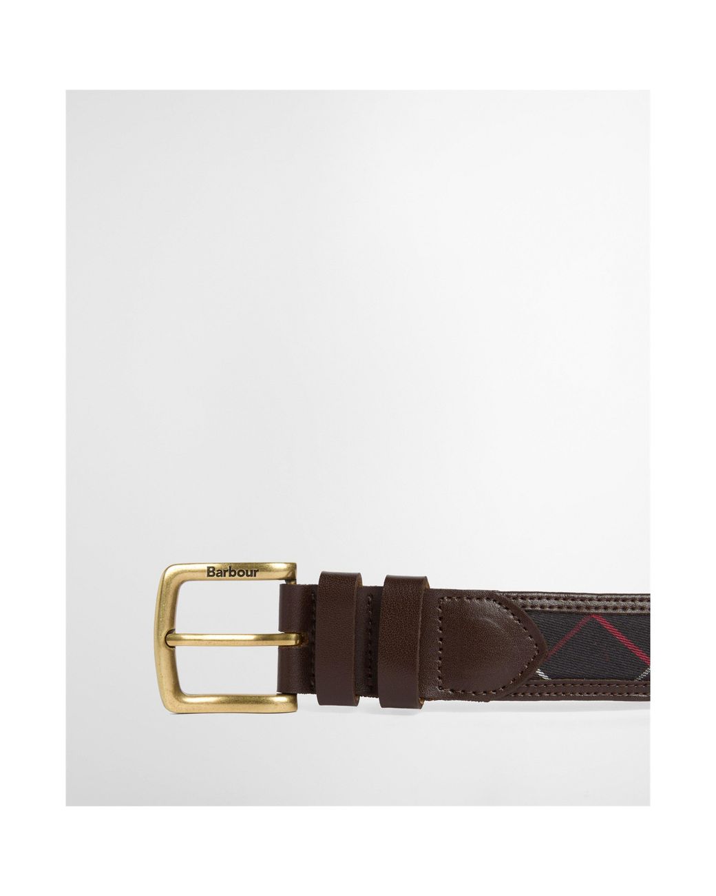 Barbour Brown Girvan Tartan Leather Belt for men