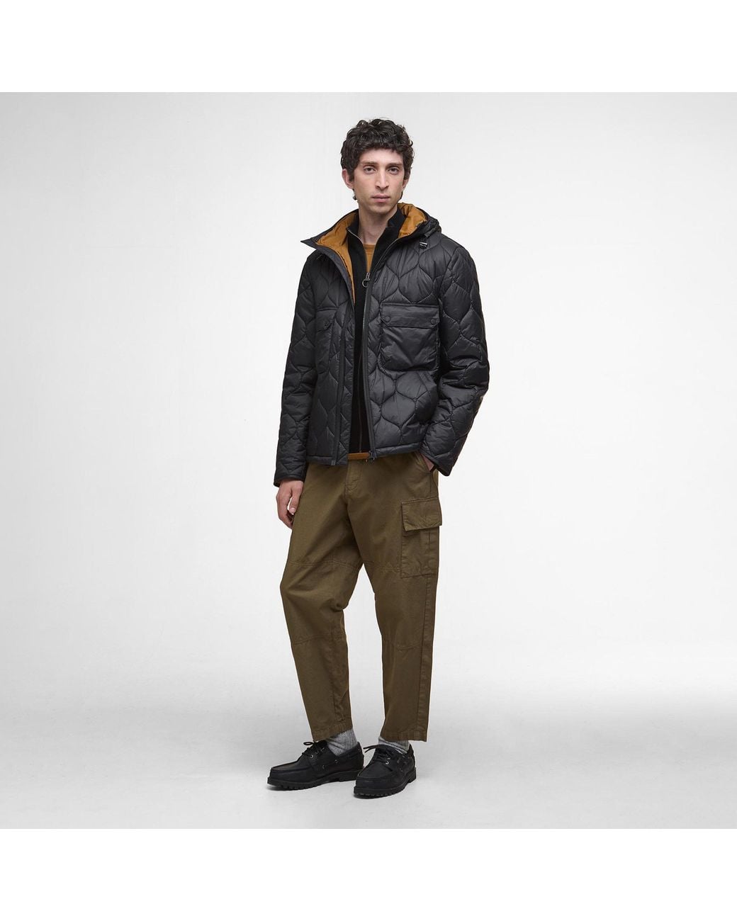 Barbour Black Re-Engineered Hooded Spey Long Sleeve Quilted Jacket for men