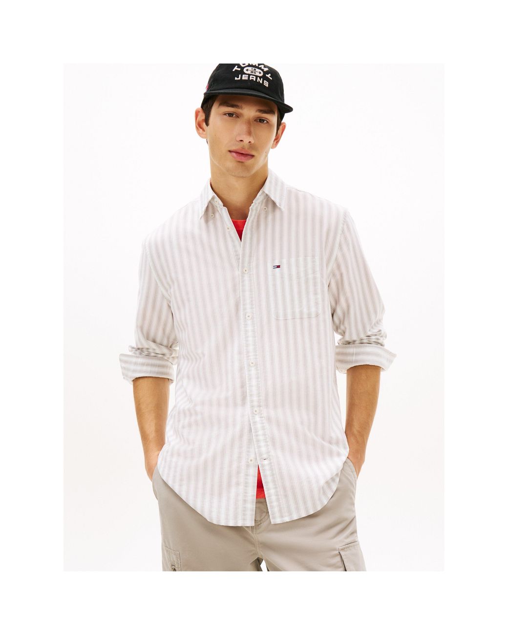 Tommy Hilfiger White Long Sleeve Patterned Shirt for men