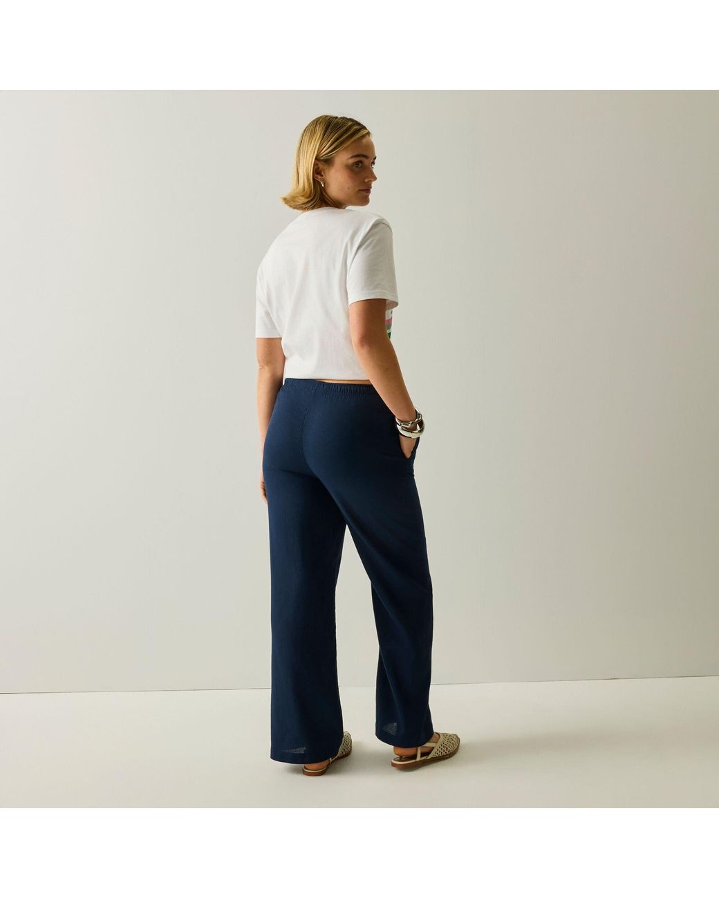 Regatta Blue Talamanca Linen Relaxed-Fit Trousers
