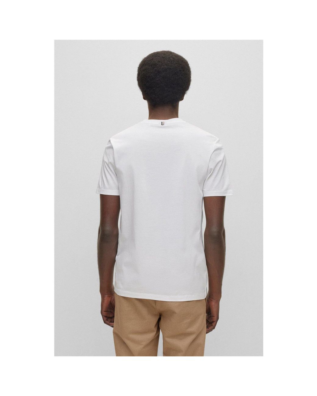 Boss White Tessler 150 Cotton Short Sleeve Slim Fit T-Shirt for men