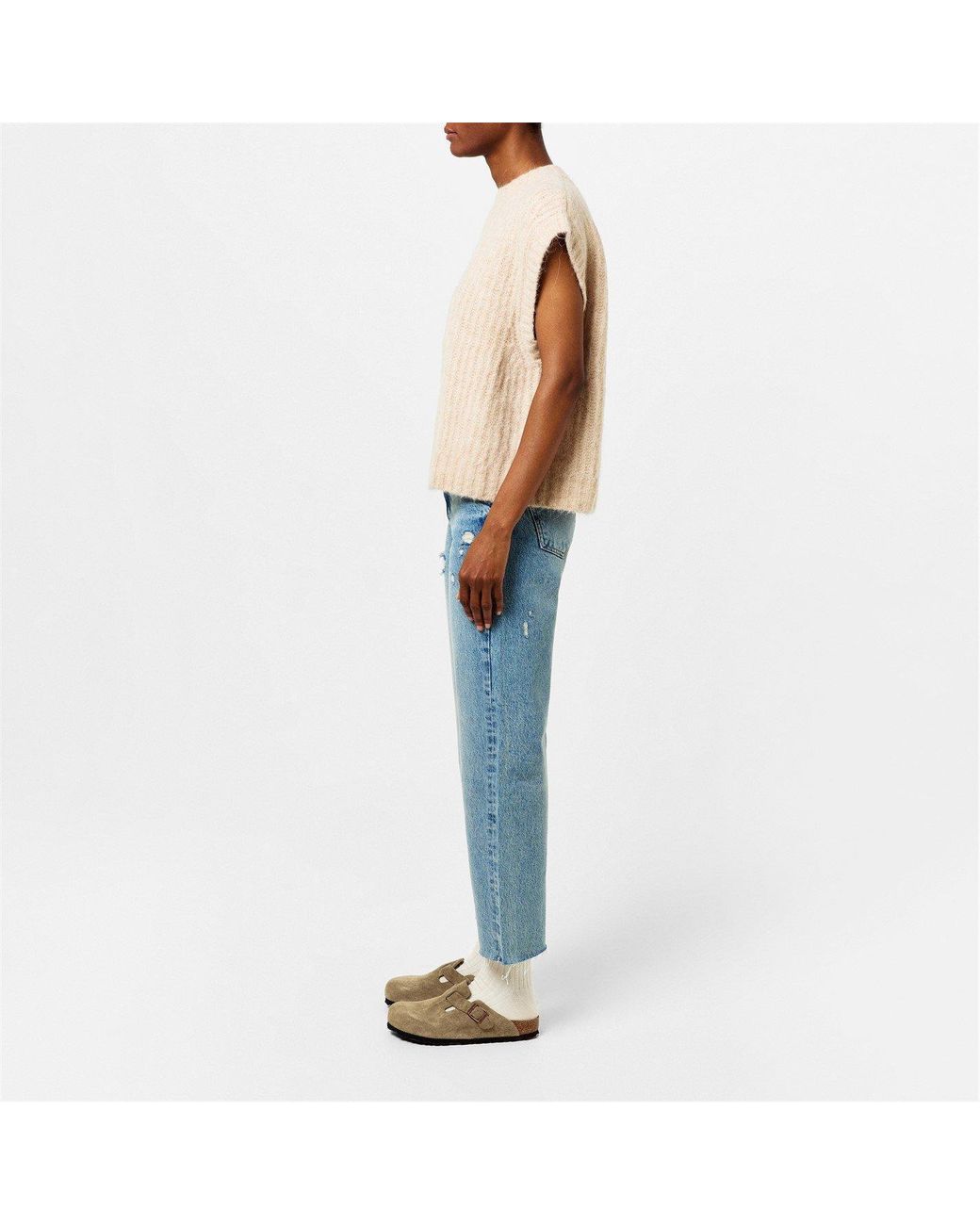 Birkenstock Natural Boston Suede Flat Sandals