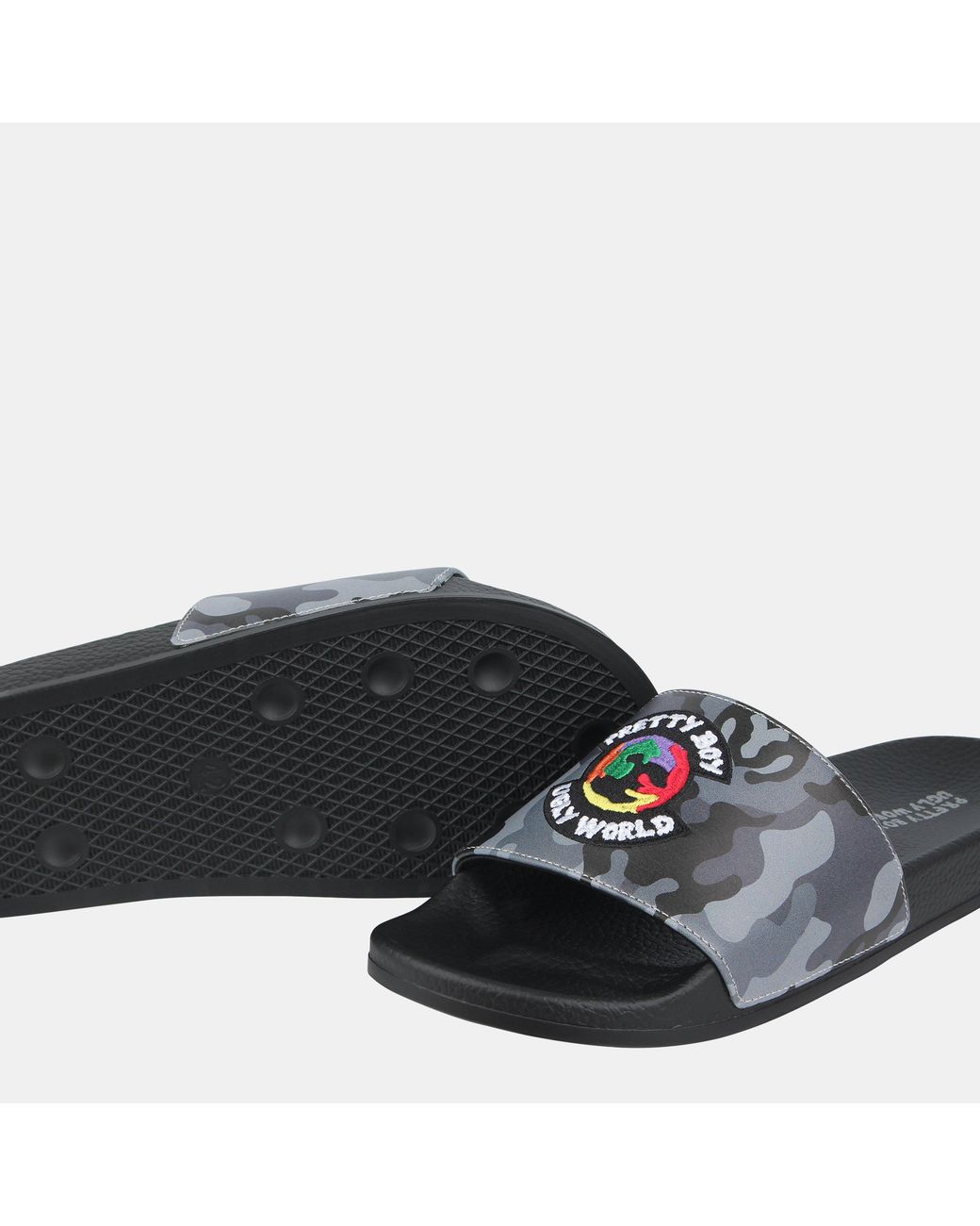 PRETTY BOY UGLY WORLD Gray The World Sliders for men