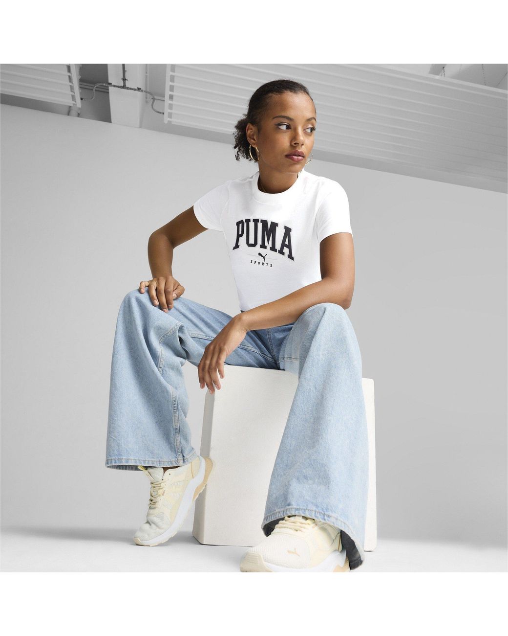 PUMA White Squad Graphic Regular Fit T-Shirt