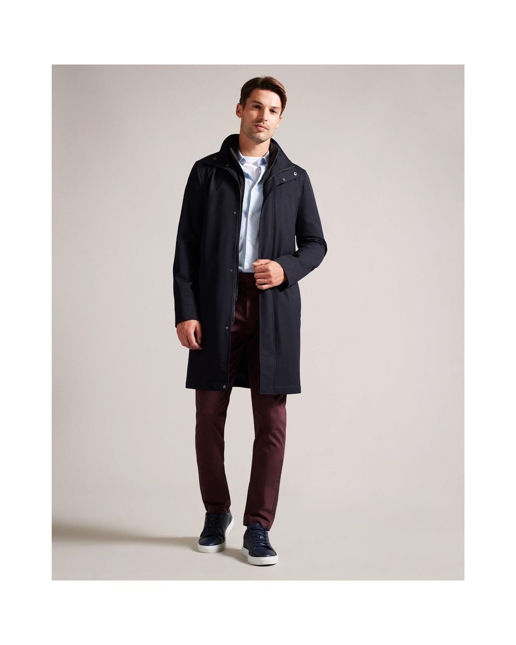 Ted Baker Blue Funnelcoat Overcoat for men