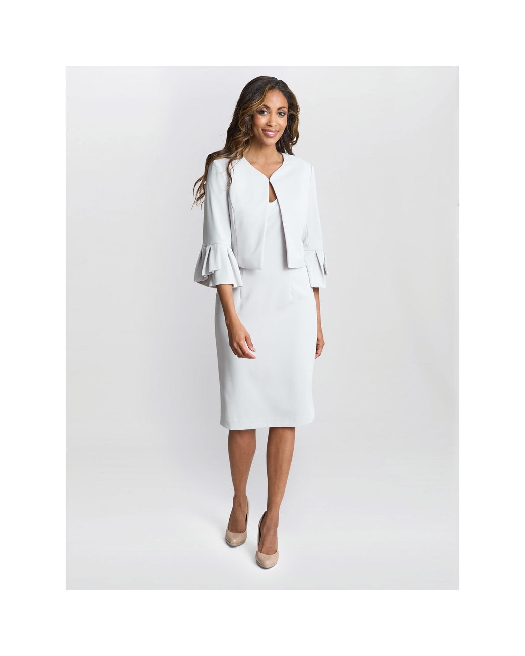 Gina Bacconi White Melissa Crepe Dress And Jacket