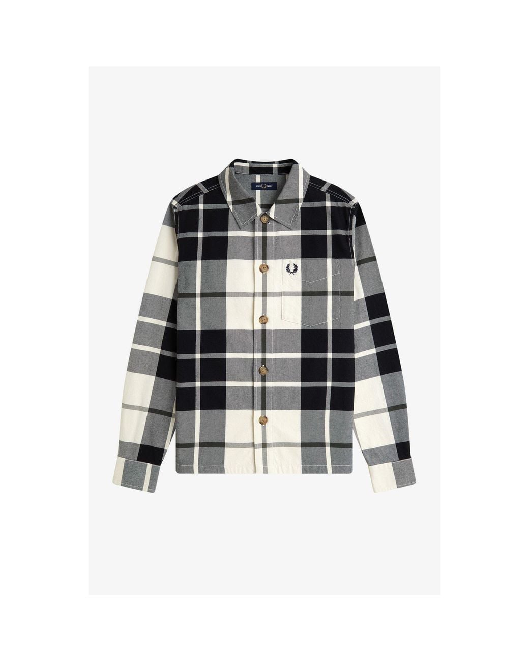 Fred Perry Black Tartan Twill Overshirt for men