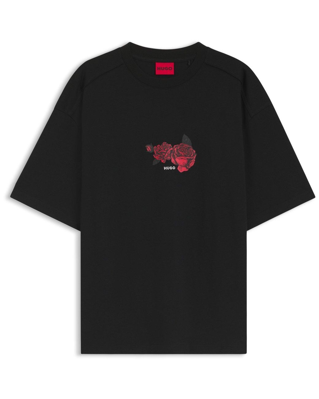 HUGO Black Domans Short Sleeve T-Shirt With Artwork Detail for men